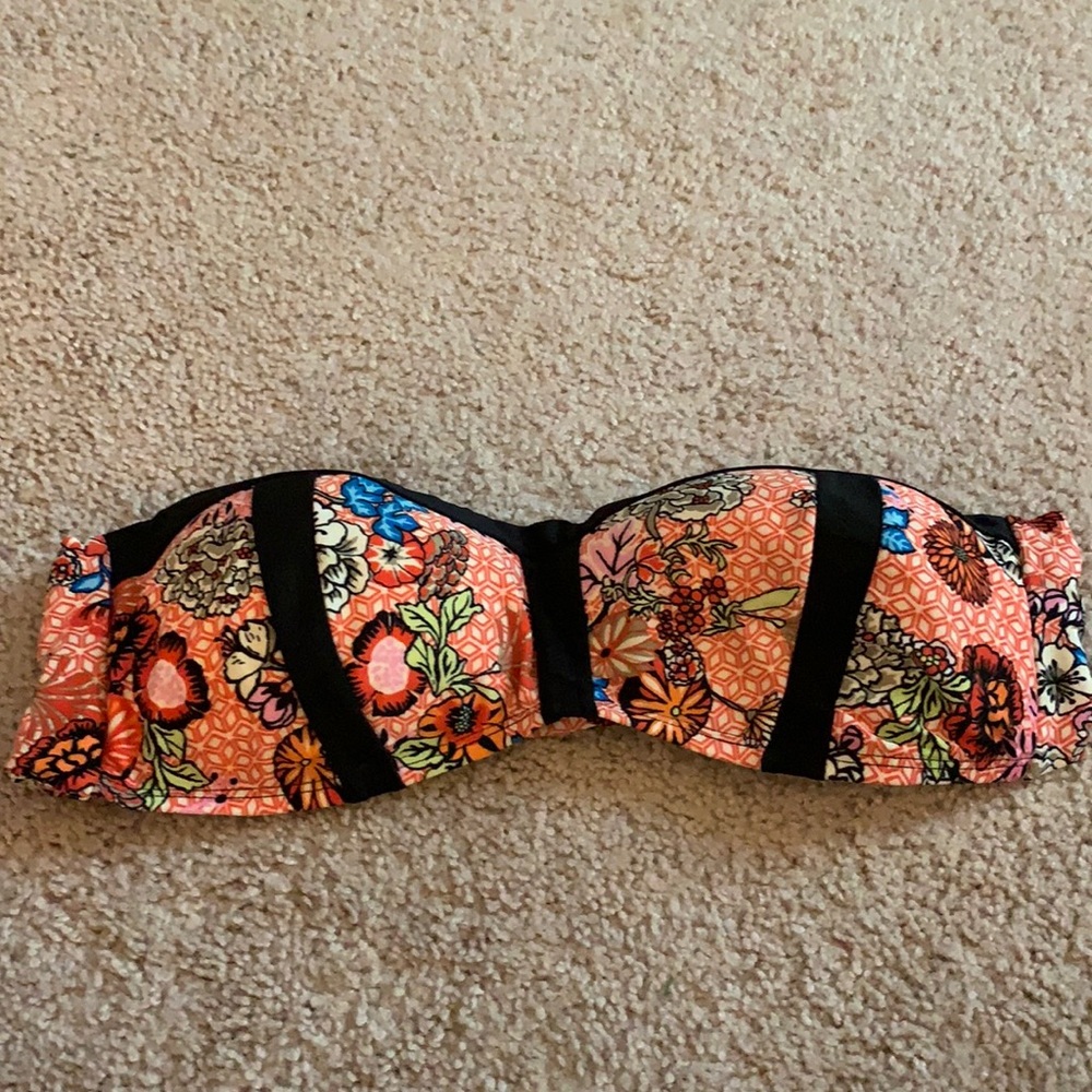 Strapless Floral Colorful Bikini Top